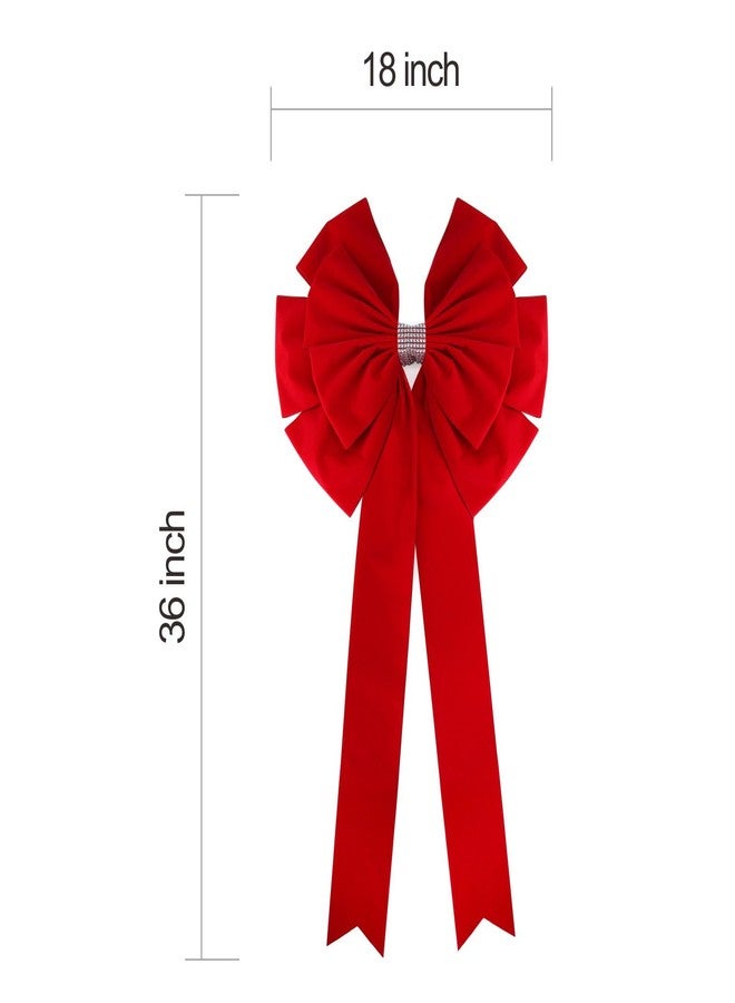 Meseey 36x18 Inches Extra-Large Christmas Tree Topper BowVelvet Ribbon Gift Bows for Christmas Home Decor, Outdoor Indoor Car Decoration (red Velvet, 18 * 36 inch) - Image 2